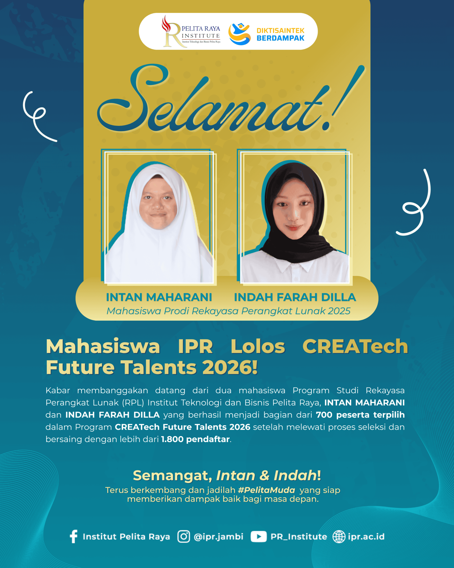Mahasiswa IPR Lolos CREATech Future Talents 2026!